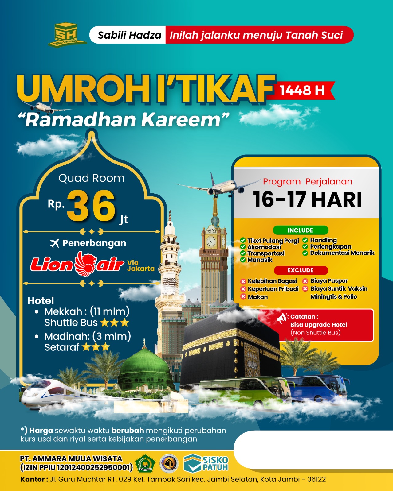 Paket Umroh I’tikaf Ramadhan 1448 H | Program 16–17 Hari